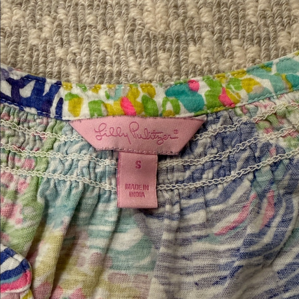 Lilly Pulitzer Essie Tank Top Vibrant Pink, Blue Yellow ,Green Blouse, sz small - Picture 3 of 5